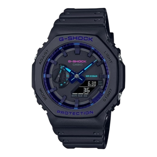 Casio G-Shock GA-2100VB-1ADR Mens Black Blue Analogue Digital Watch Resin 200M