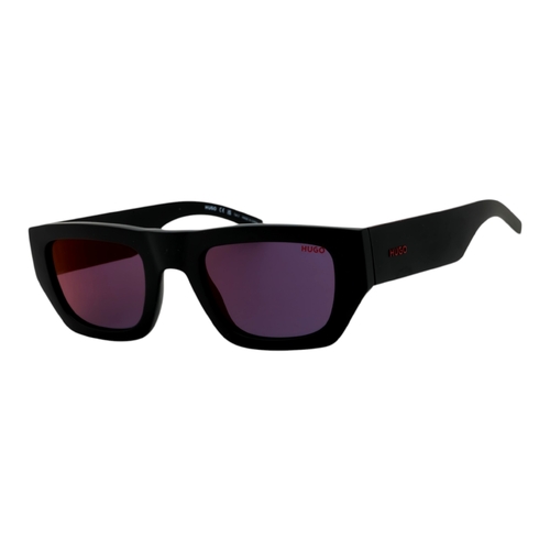 HUGO HG1252S Mens Sunglasses Black Frame Red Mirror Polarized Rectangular