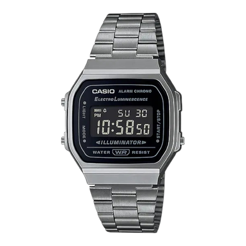 Casio LA680WA-1B Womens Digital Watch Silver Band Black Dial Retro Alarm