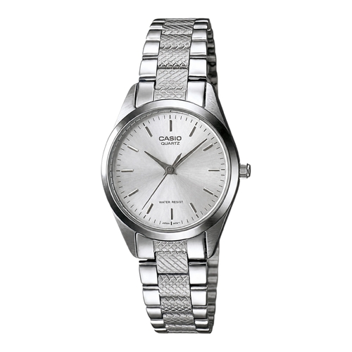 Casio LTP-1274D-7A Womens Analog Watch Silver Steel Band Silver Dial 50M