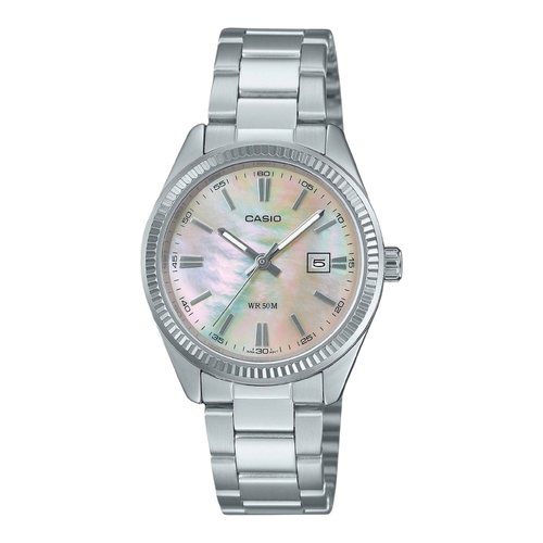 Casio LTP-1302DS-4AV Womens Watch MOP Dial Steel Band Date Quartz 50M Water