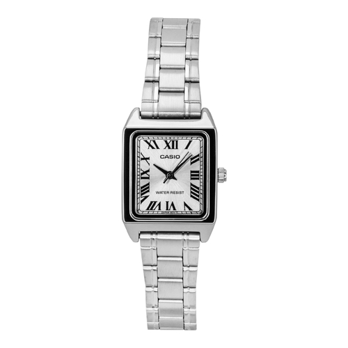 Casio LTP-V007D-7B Womens Analogue Watch White Dial Silver Band Classic Square