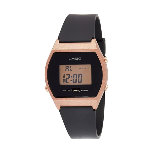 CASIO LW204-1A Unisex Rose Gold Digital Watch with Black Band