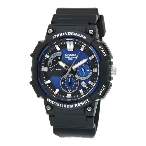 Casio MCW-200H-2A Mens Blue Chronograph Analog Resin Watch Date 3YR Battery 100M