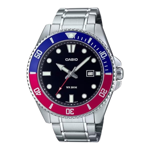 Casio MDV107D-1A3V Marine Sport Black Dial 200M Analog Diver Watch Men’s Quartz