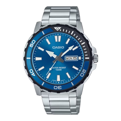 Casio MTD-125D-2A1V Mens Watch 45mm Blue Dial Stainless Steel 100M