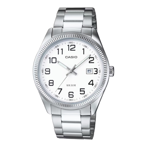 Casio MTP-1302D-7B Mens Silver Analog Steel Watch Date 3YR Battery 50M WR
