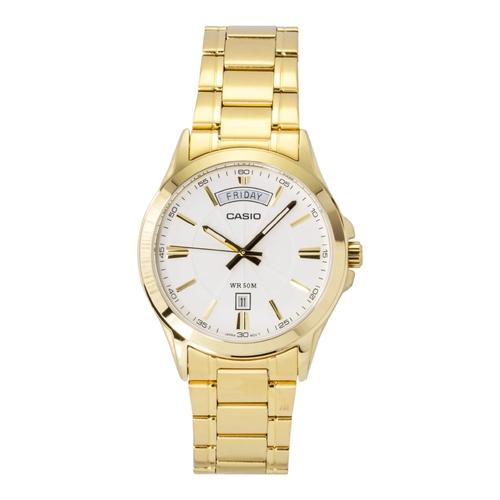 Casio MTP-1381GD-7AV Mens White Dial Gold Tone Stainless Steel Watch 50M