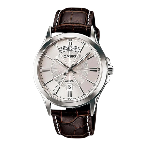 Casio MTP-1381L-7A Men’s Watch White Dial Black Leather Strap Quartz Analog