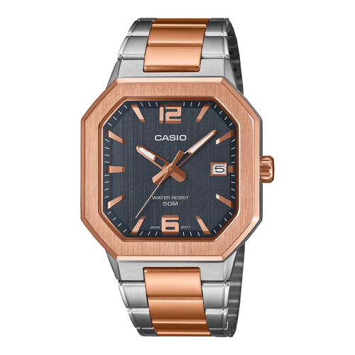 Casio MTP-B195RG-2AV Mens Watch Blue Dial Rose Gold Steel Bracelet Date 50m