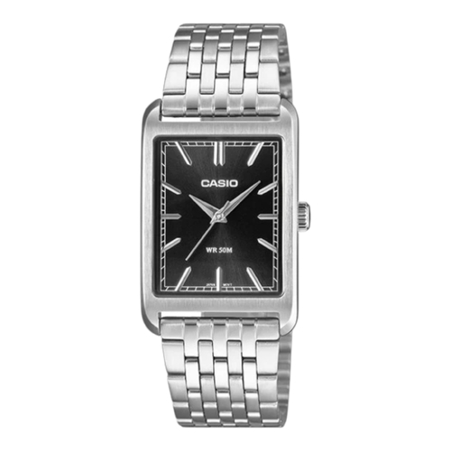 Casio MTP-B215D-1 Mens Analog Watch Black Dial Steel Band 50M Slim Case Quartz