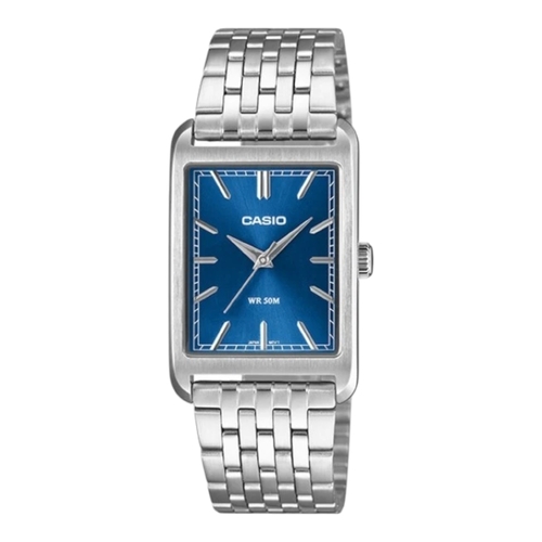 Casio MTP-B215D-2 Mens Analog Watch Blue Dial Steel Band 50M Slim Case Quartz