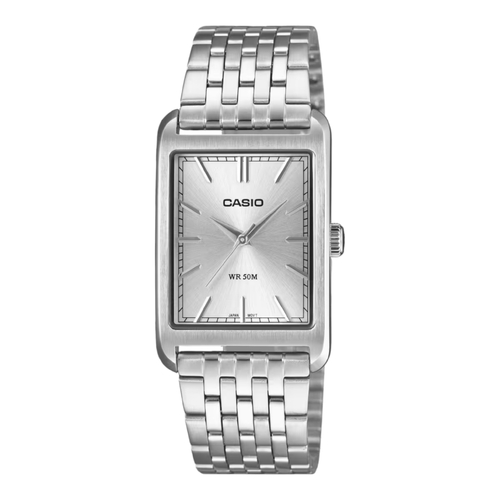 Casio MTP-B215D-7 Mens Analog Watch Silver Dial Steel Band 50M Slim Case Quartz