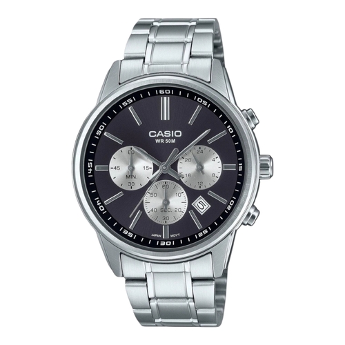 Casio MTP-E515D-1AV Mens Chronograph Grey Dial Stainless Steel Watch 50M