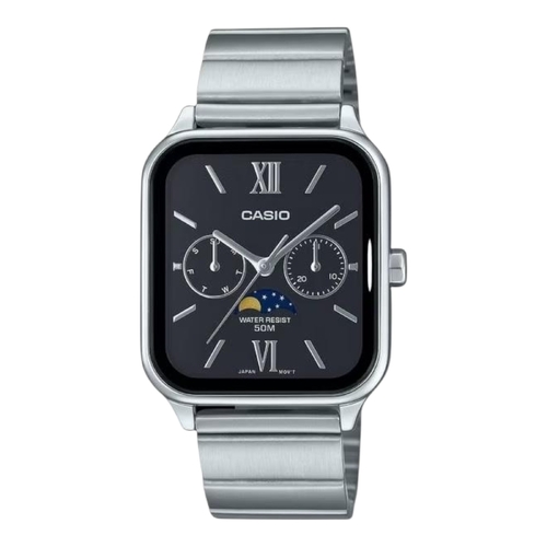 Casio MTP-M305D-1A Moon Phase Black Dial Quartz Analog Men’s Stainless Watch