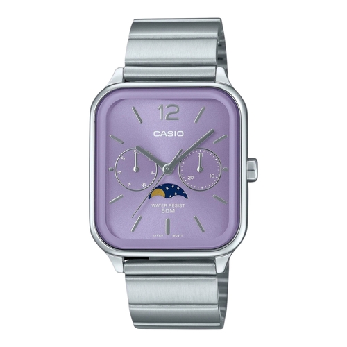 Casio MTP-M305D-6AV Mens Watch Purple Dial Moonphase Multi Dial Steel 50M