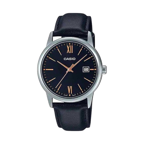 CASIO MTPV002L-1B3 Unisex Black/Silver Analog Watch with Black Band