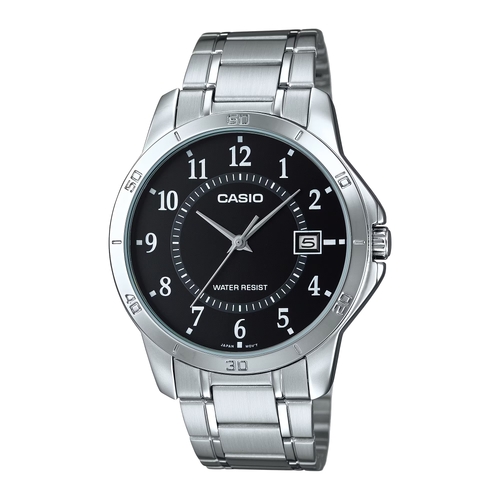 Casio MTP-V004D-1B Mens Watch Black Dial Stainless Steel Date Display 