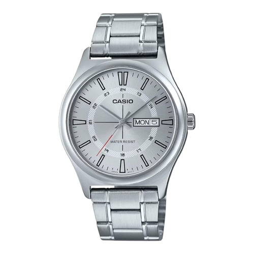 Casio MTP-V006D-7C Mens Watch White Dial Silver Steel Band Day Date