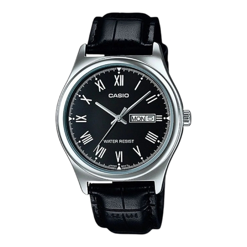 Casio MTP-V006L-1BUDF Men&#39;s Analog Quartz Black Leather Band Dial Date Watch