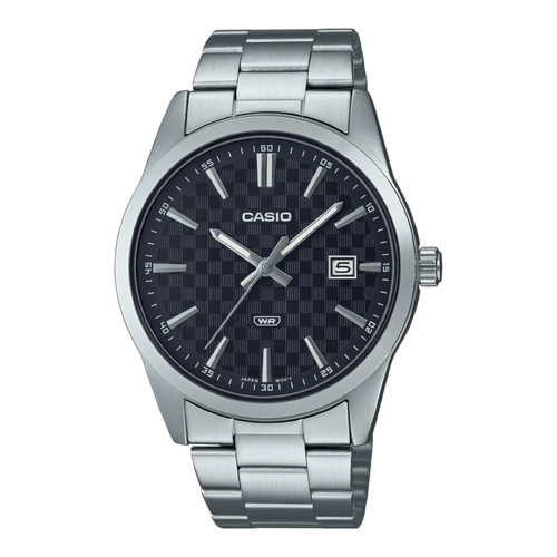 Casio MTP-VD03D-1A Mens Analog Watch Black Dial Steel Band Date Display