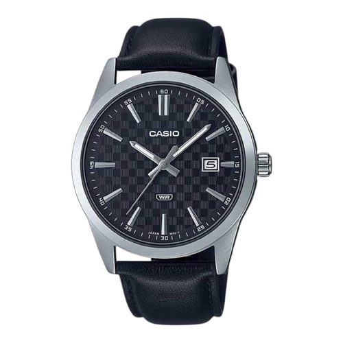 Casio MTP-VD03L-1 Mens Watch Black Dial Leather Band Date Analog