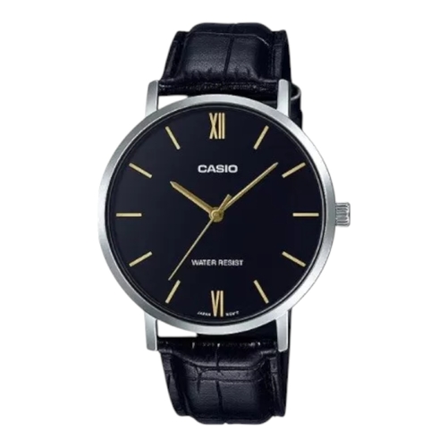Casio MTP-VT01L-1B Men’s Black Leather Dress Watch Classic Slim Analog 30M