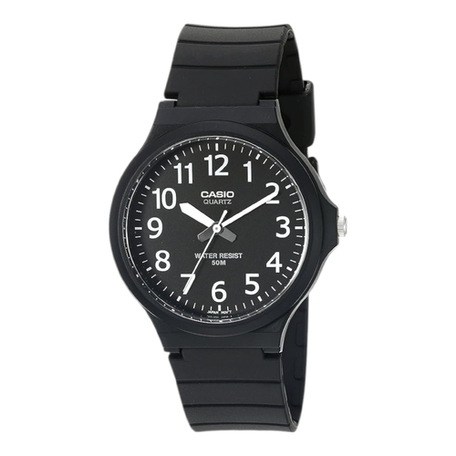 Casio MW-240-1B Mens Black Analog Large Dial Resin Band Watch 50M WR