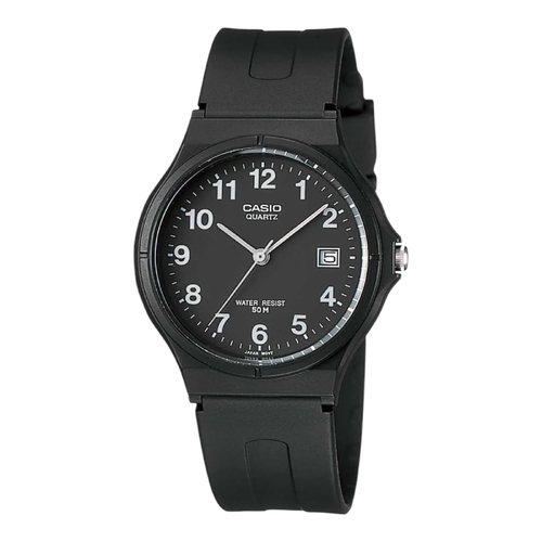 Casio MW-59-1BVDF Black Dial Resin Band Analog 50M Water Resistant Mens Watch
