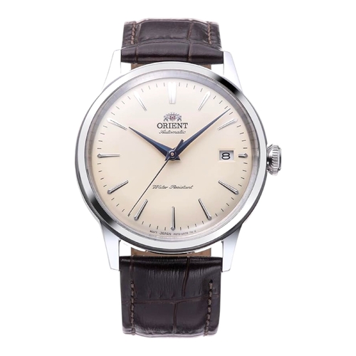 Orient Mens Automatic 38mm Classic Watch Leather Strap Beige Dial RA-AC0M04Y10B