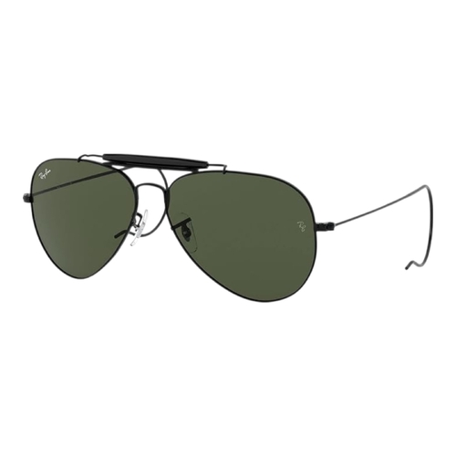Ray-Ban RB3030 Outdoorsman Unisex Sunglasses 58mm Black Frame Green Lens Metal