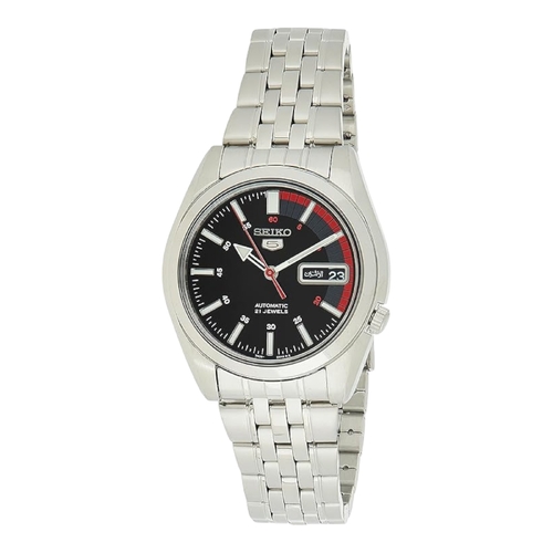 Seiko SNK375K Men’s Automatic Stainless Steel Watch Black Dial Day Date 37mm