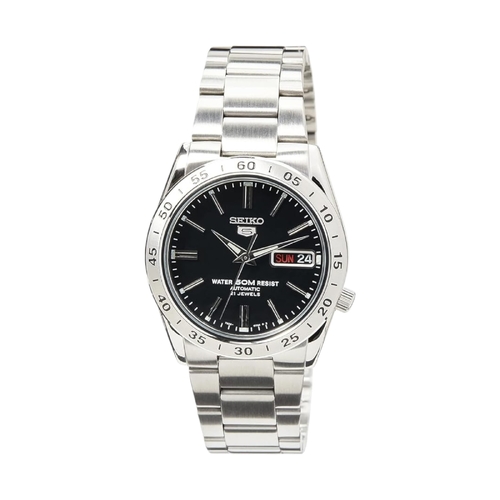 Seiko 5 Automatic Black Dial Silver Steel Case Band SNK SNKE01K1 Men&#39;s Watch
