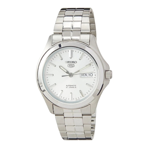 Seiko SNKK87K1 Mens Automatic Watch Silver Dial 21 Jewels Stainless Band 37mm