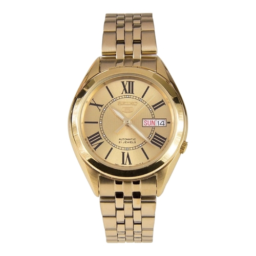 Seiko 5 SNKL38K1 Automatic 21 Jewels Gold Dial Mens Watch Cal.7S26 New