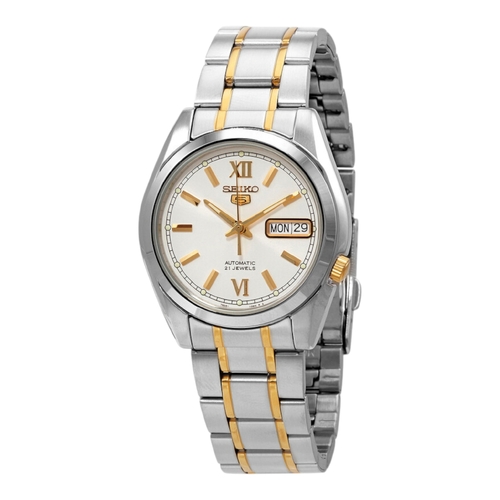 Seiko SNKL57K1 5 Mens Automatic Silver Dial Two-Tone Steel Bracelet Watch