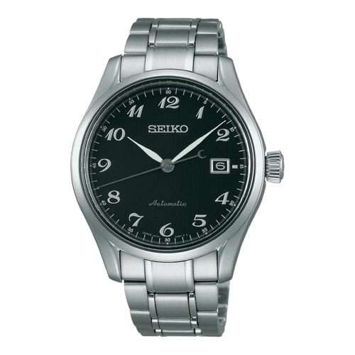 Seiko SPB037J1 Presage Mens Automatic Black Dial Steel Bracelet Watch 100M WR