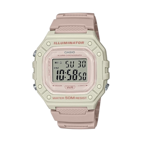 Casio General Digital Pink Resin Strap Women&#39;s Watch W-218HC-4A2VDF