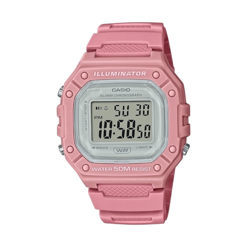 Casio W-218HC-4AVDF Unisex Digital Watch Pink Resin Band 50M Water Resistant