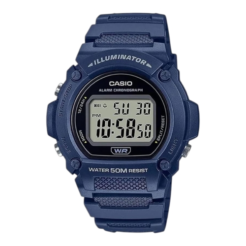 Casio W-219H-2AV Mens Watch Blue Resin Band Digital 50M LED Alarm