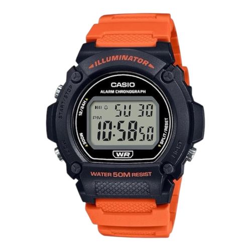 Casio W-219H-4AVDF Unisex Watch Digital LED Orange Resin Strap Stopwatch Alarm