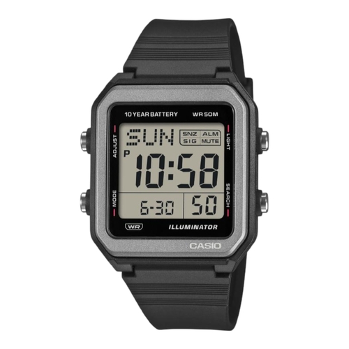 Casio W-221H-1A Unisex Black Digital Watch World Time 10YR Battery 50M WR