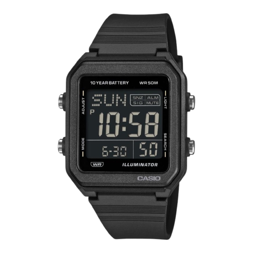 Casio W-221H-1B Unisex Black Digital Watch World Time 10YR Battery 50M WR