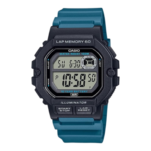 Casio WS-1400H-3 Mens Watch Digital Green Resin 100M Lap Memory Timer