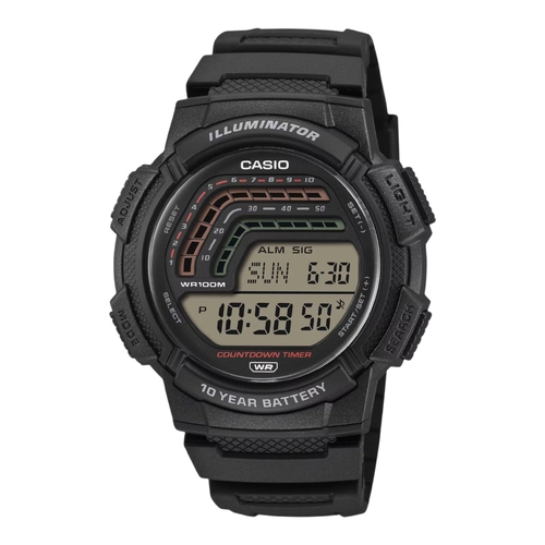 Casio WS-1800-1AV Mens Digital Watch Black Resin Band 100m Countdown Timer