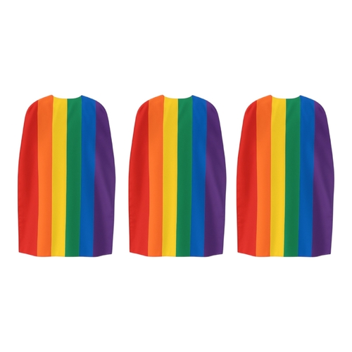 3 x Rainbow Pride Cape LGBTQ+ Mardi Gras Parade Party Costume Accessory Pride