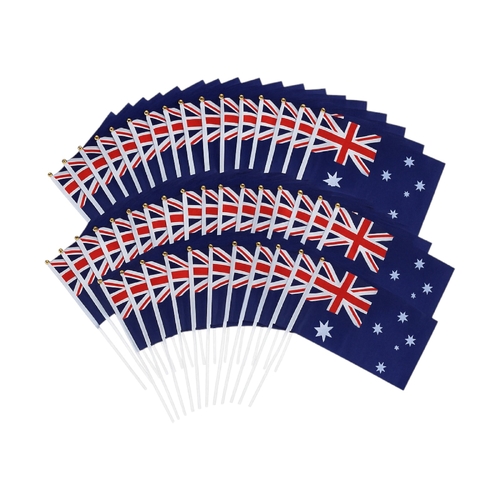 48 x Australian Handheld Signal Flag 14x21cm Australia Day Parade Pride Aussie