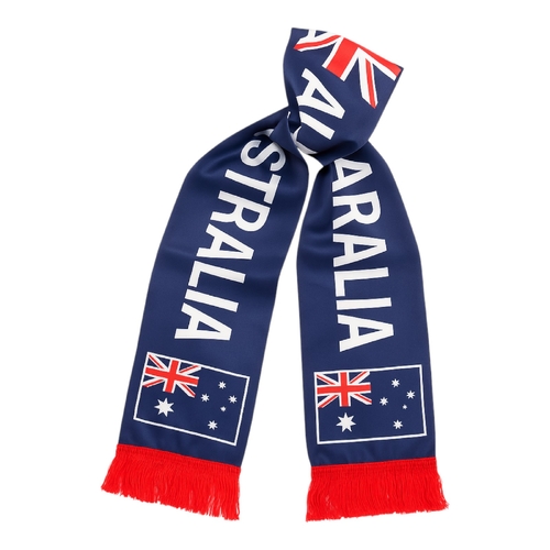 Australian Flag Scarf Blue Satin Red Fringe Australia Day Costume Accessory