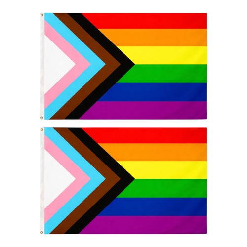 2 x Rainbow Progress Pride Flag Large 90 x 150 cm LGBTQI+ Inclusive Pride Parade