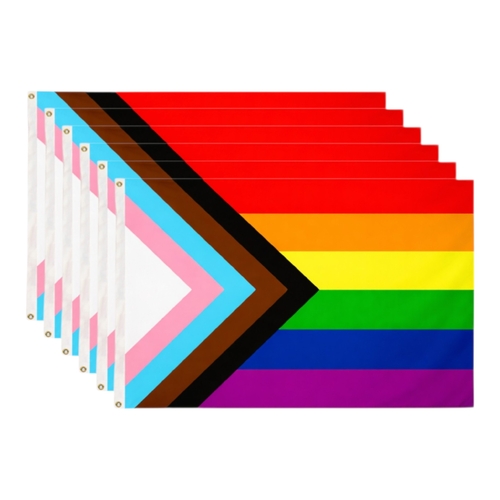 6 x Rainbow Progress Pride Flag Large 90 x 150 cm LGBTQI+ Inclusive Pride Parade